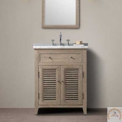 Anka Naturel Gri Renkli Dar Masif Lavabo Dolabı